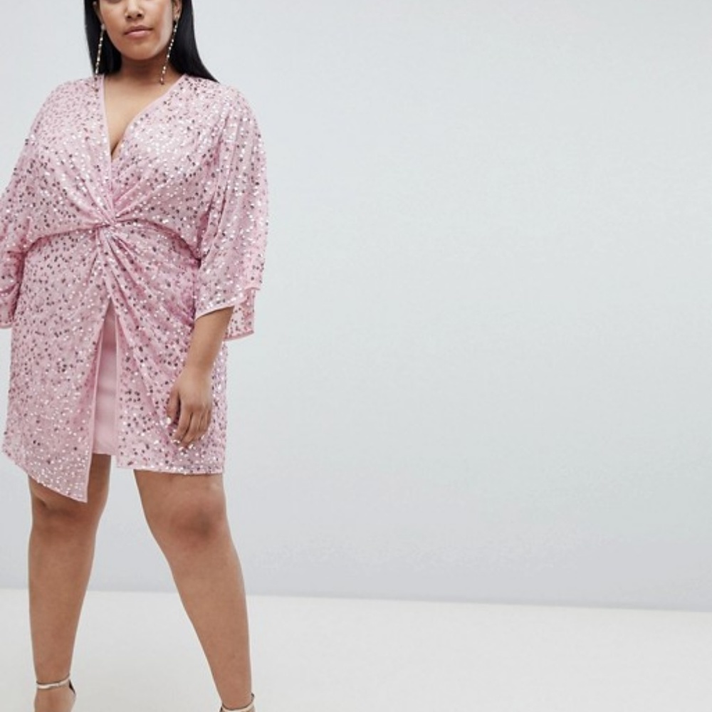 ASOS Curve pink sequins kimono dress size 20 / G22